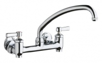 Chicago Faucets 640-L9E1-369YAB Sink Faucet, 8'' Wall W/ Stops